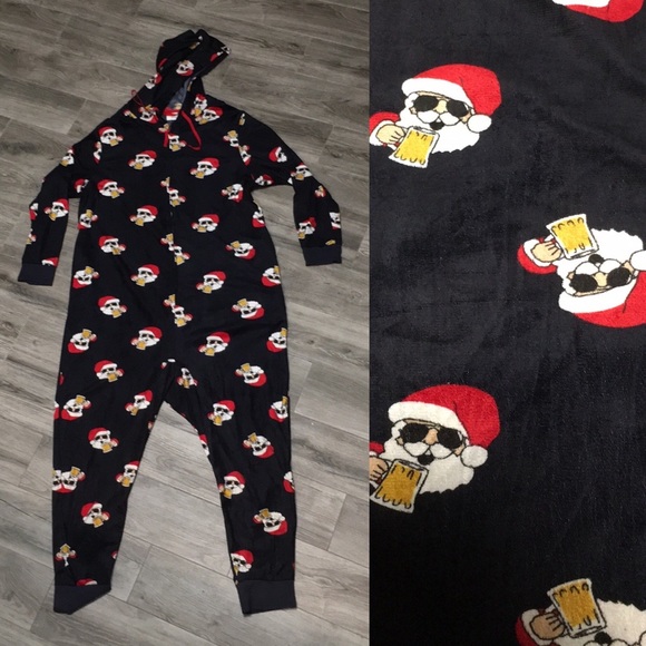 Ugly Christmas Sweater Other - Christmas Santa beer onesie pajamas